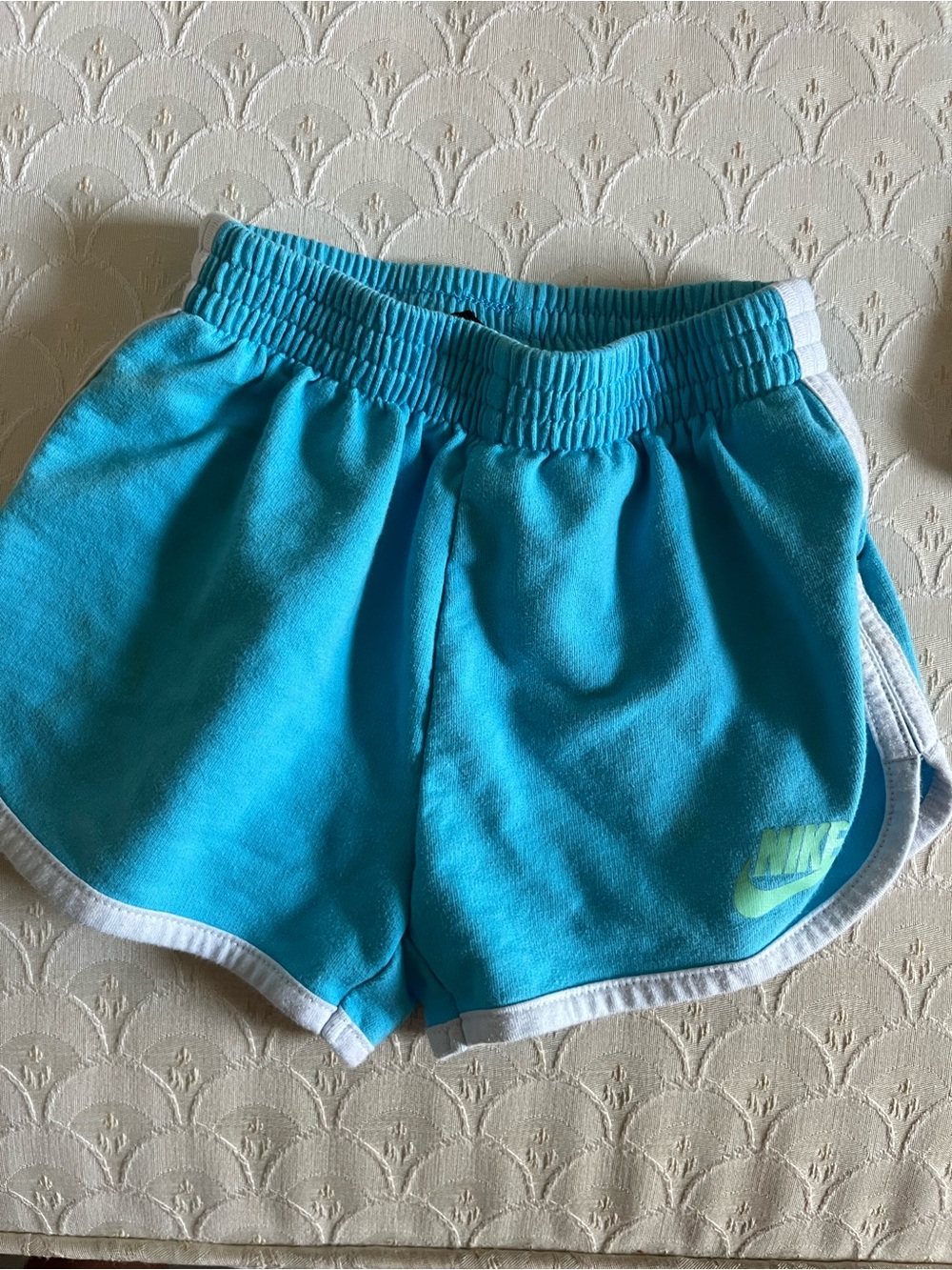 Nike Girls' Turquoise Blue Athletic Shorts with White Trim